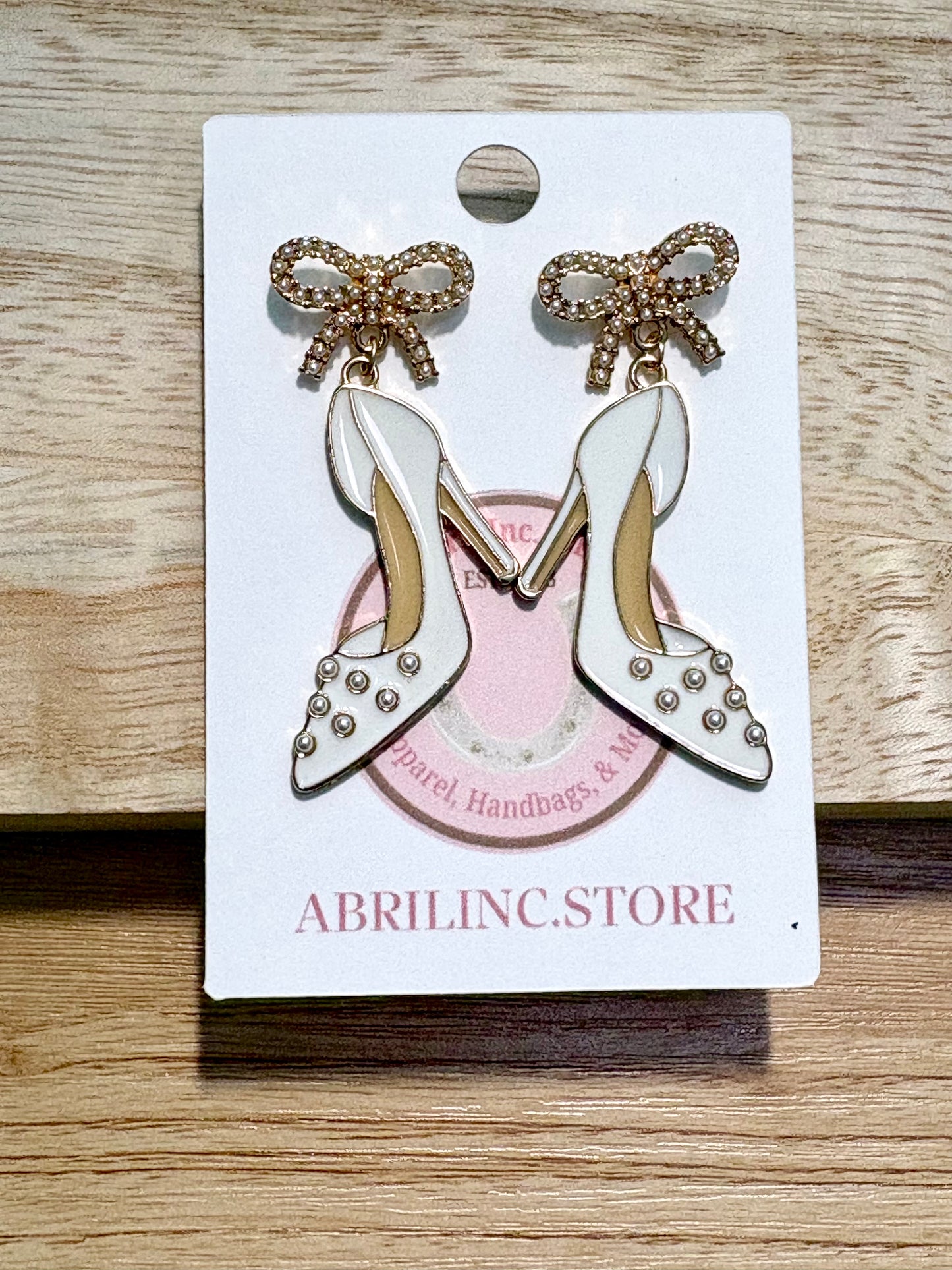 Bow and Pearl Slipper Earrings