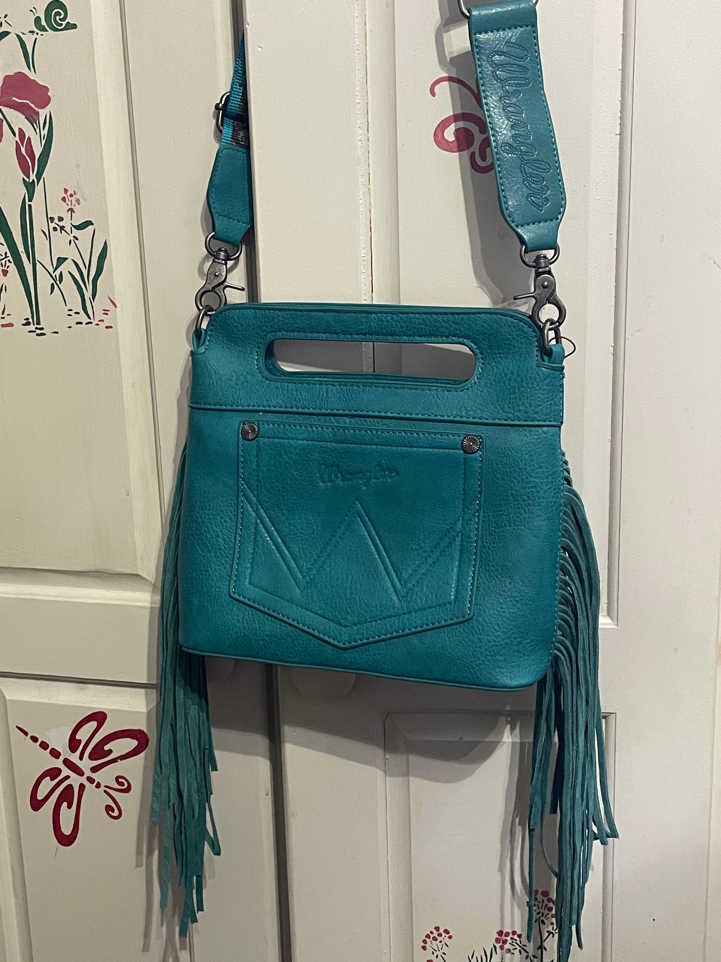Wrangler Fringe Crossbody-Turquoise