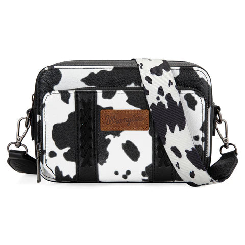 Wrangler Cowprint Crossbody Bag-Black