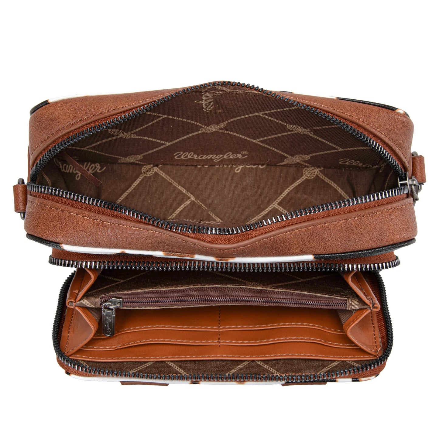 Wrangler Cowprint Crossbody-Brown