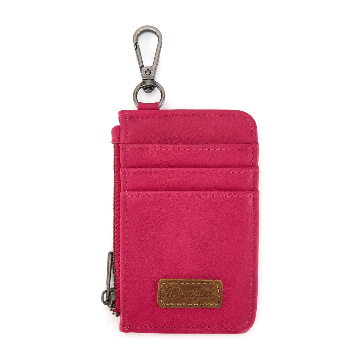 Wrangler logo "W" Embroidered Dual Pouch Wristlet - Hot Pink