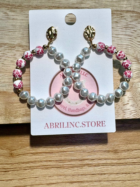 Pink and White Earrings