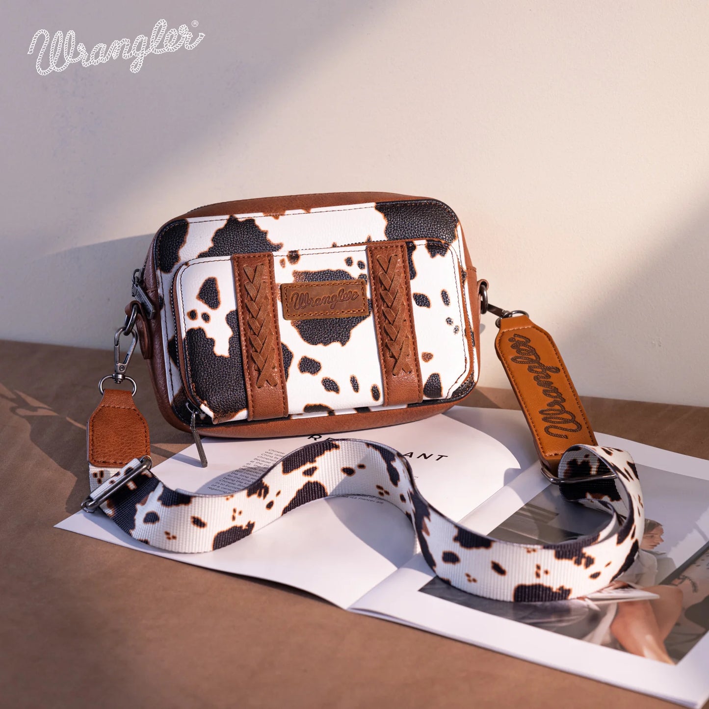 Wrangler Cowprint Crossbody-Brown