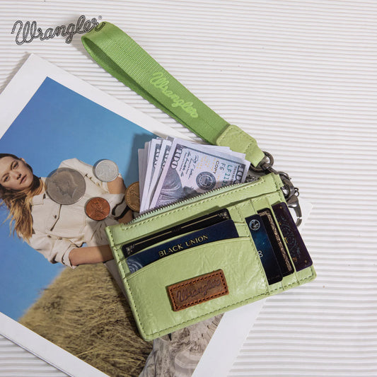 Wrangler Solid Color Key Chain Wristlet Card Wallet - Light Green