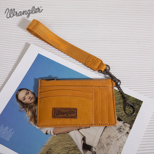 Wrangler Solid Color Key Chain Wristlet Card Wallet - Mustard