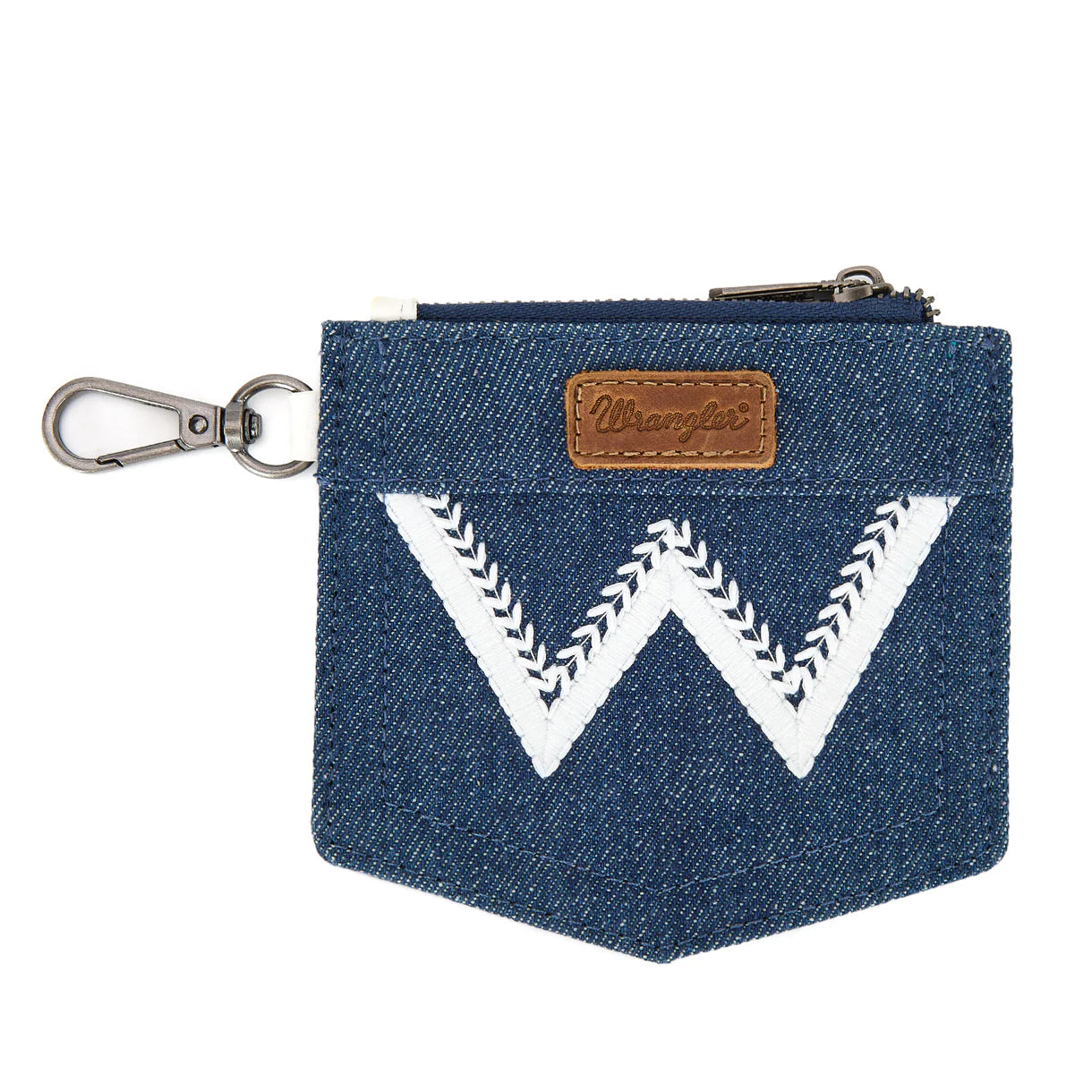 Wrangler logo "W" Embroidered Dual Pouch Wristlet - Beige