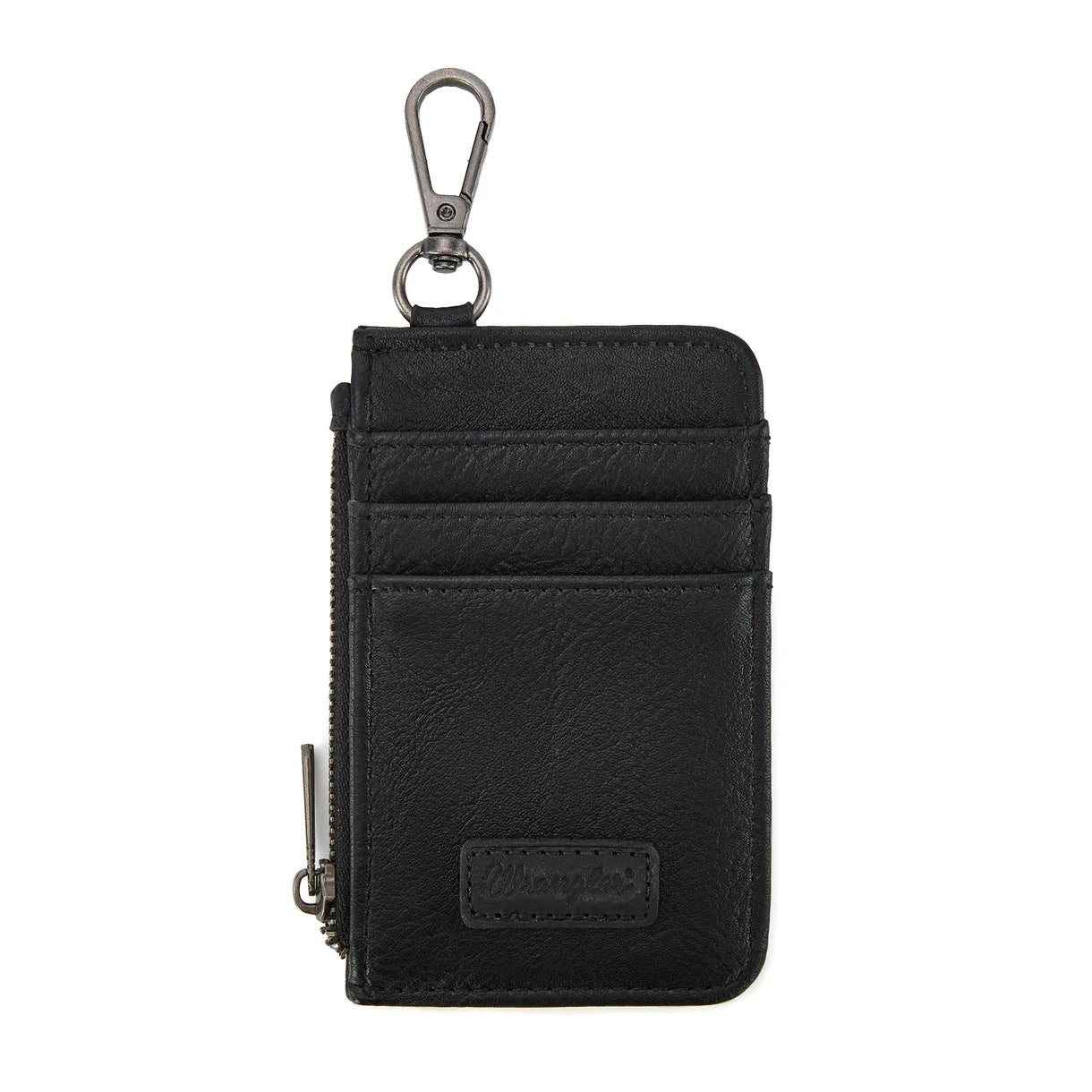 Wrangler logo "W" Embroidered Dual Pouch Wristlet - Black