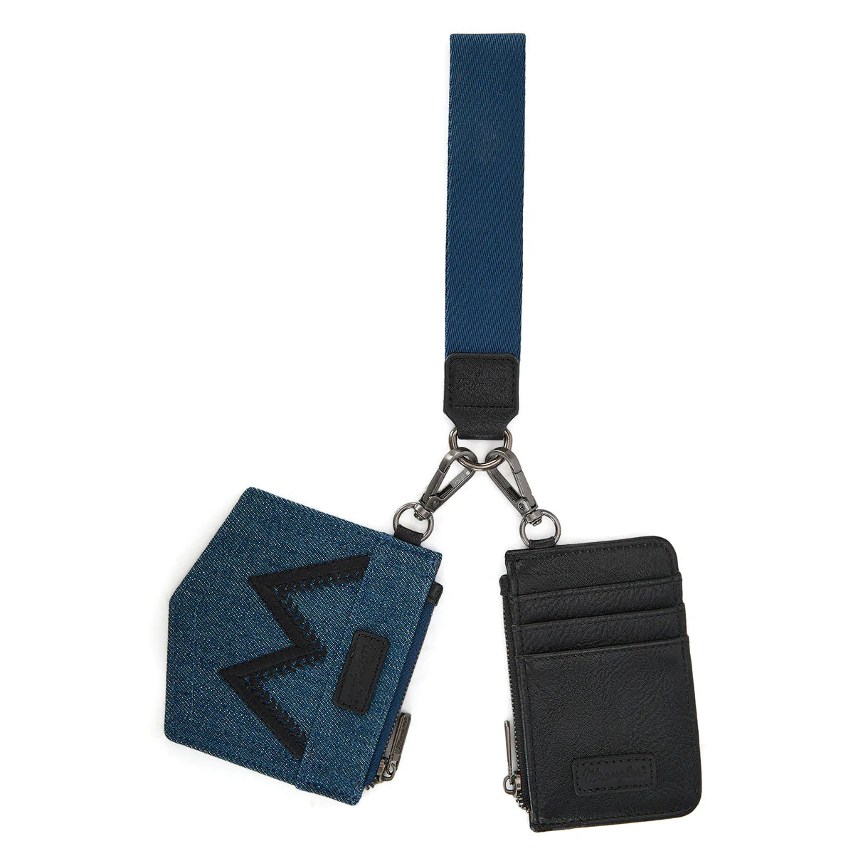 Wrangler logo "W" Embroidered Dual Pouch Wristlet - Black