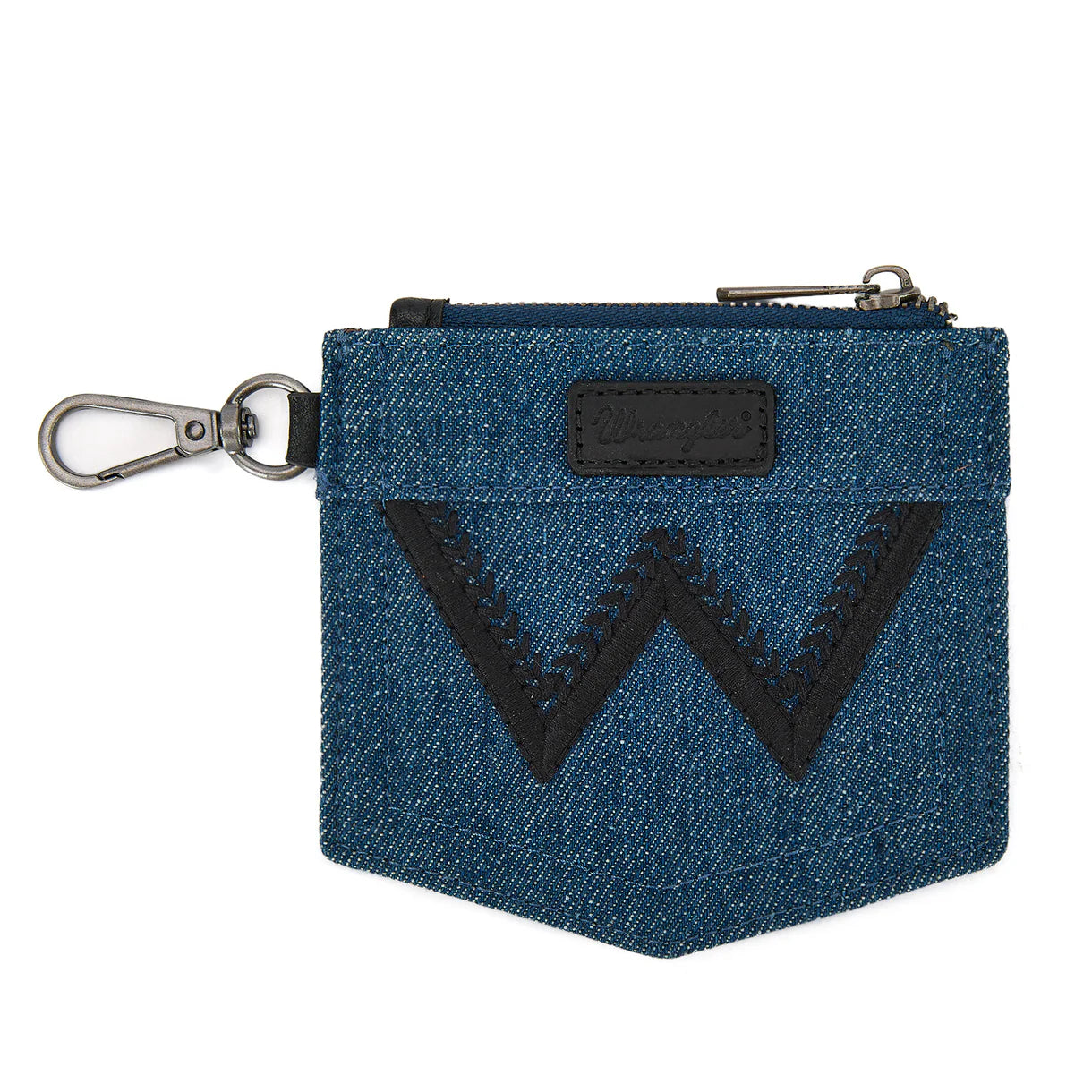 Wrangler logo "W" Embroidered Dual Pouch Wristlet - Black