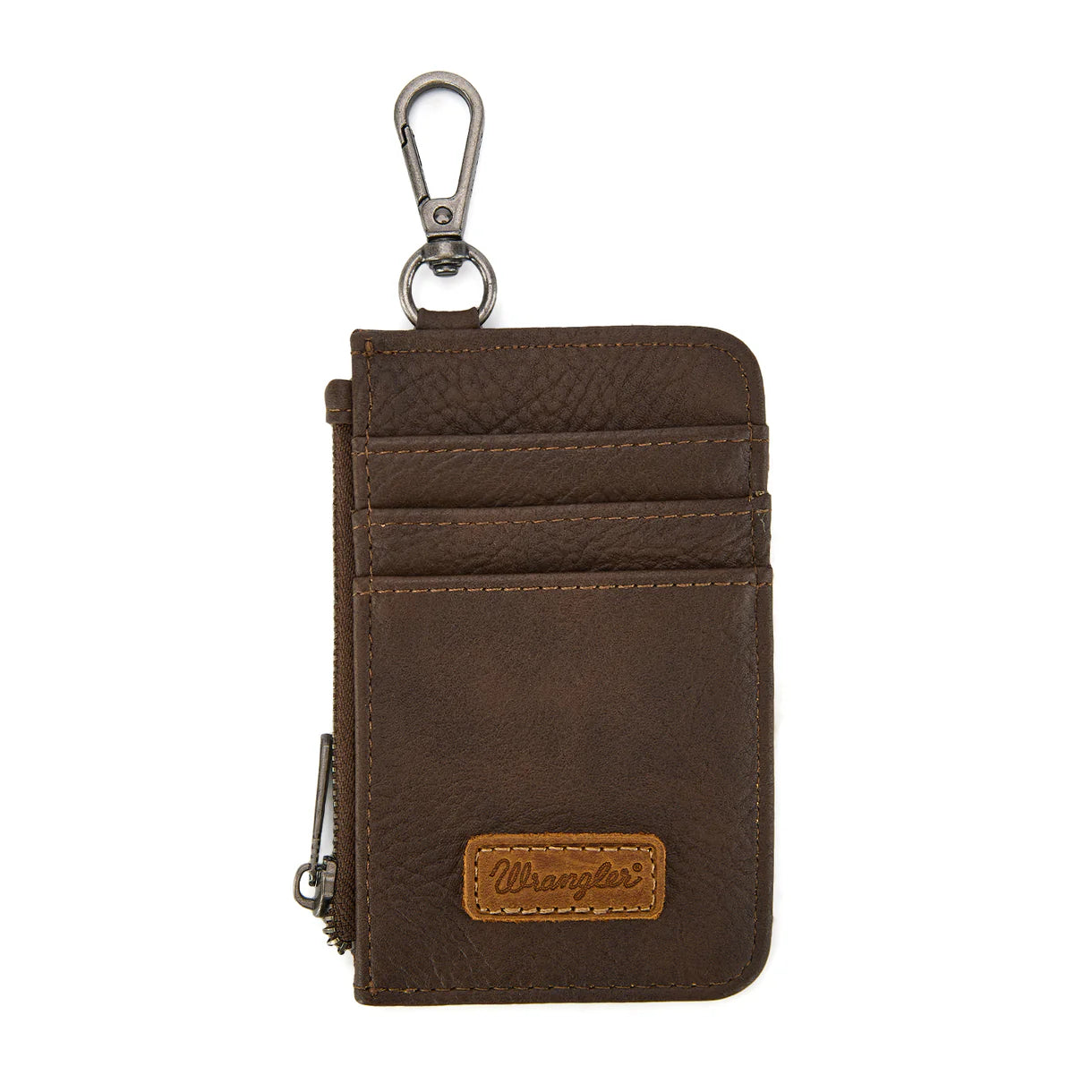 Wrangler logo "W" Embroidered Dual Pouch Wristlet - Coffee