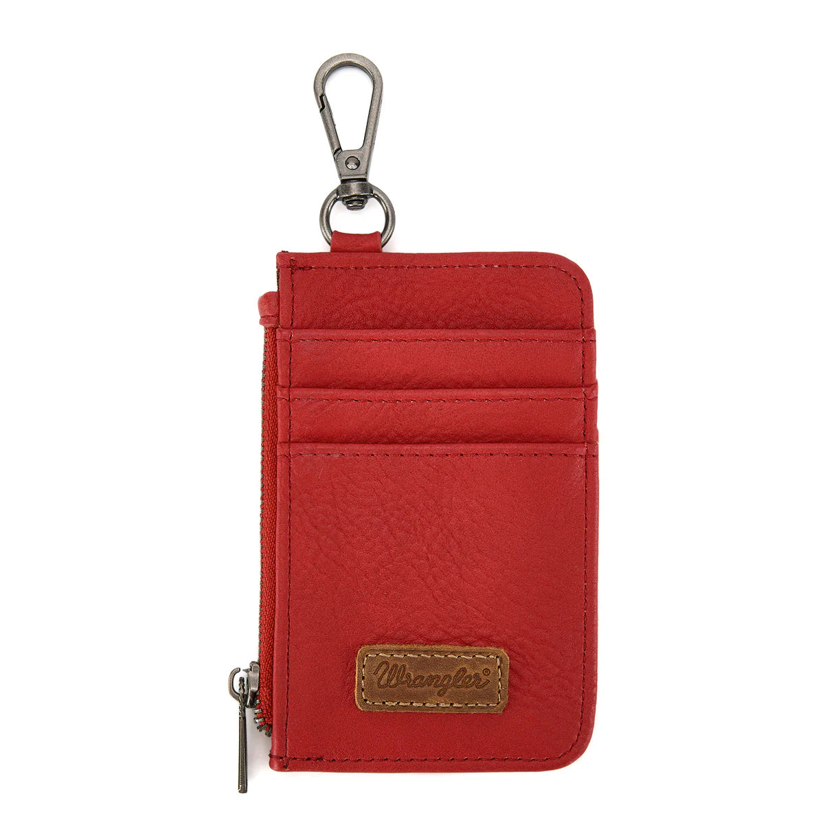 Wrangler logo "W" Embroidered Dual Pouch Wristlet - Red